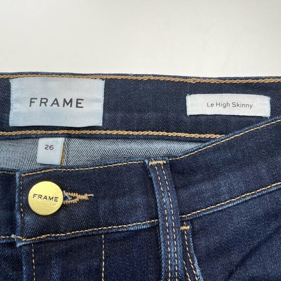 Frame Le High Dark Wash Skinny Jeans Size 26 Classic Casual Basic Minimalist - Picture 6 of 11
